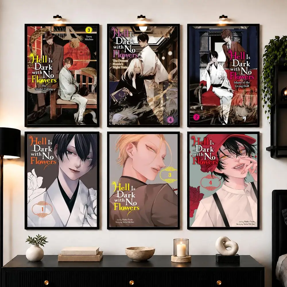 Manga H-Hell Is Dark with No F-Flowers Poster Wall Art Print Sticker for Bedroom Living Room Dorm Office Modern Home Decor