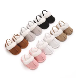 Cute And Simple Soft Soled Winter Walking Shoes With Wool Elastic Band For Boys And Girls Baby Slippers