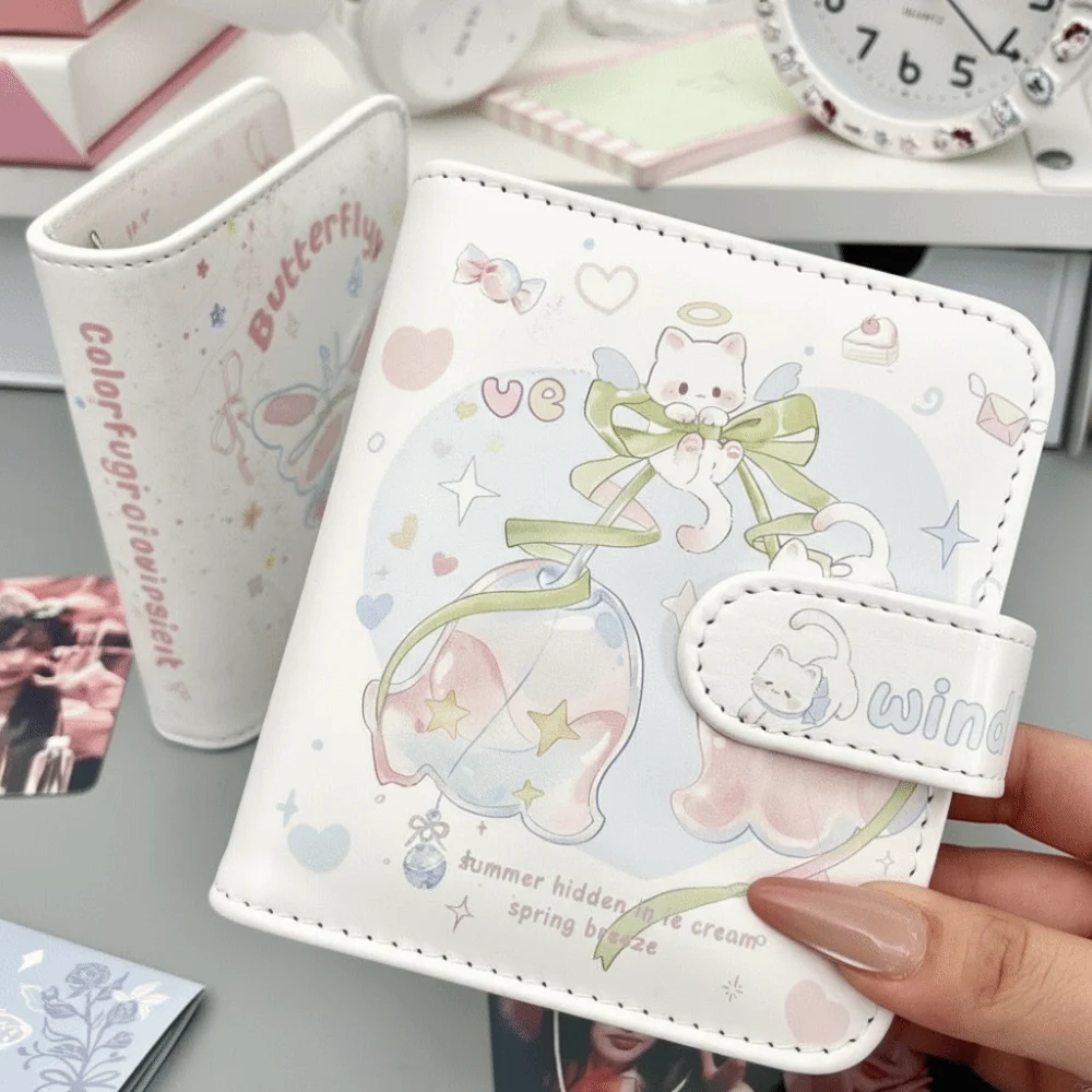 Portable Card Book M5 Cartoon Pattern Polarized Photo Album 20 Inner Pages Leather Cover Idol Card Storage Book