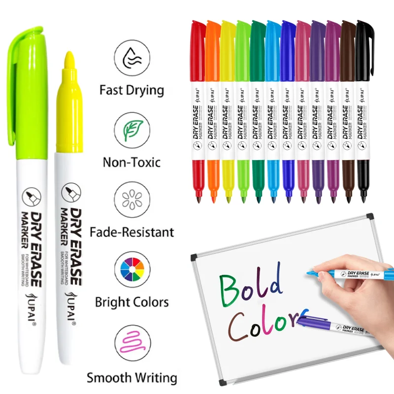Picture 5: 12COLORS Dry Erase Whiteboard Marker,with Erasers , Refillable,Quick-drying,Low odor,Office,Conferencing,Educational Items.