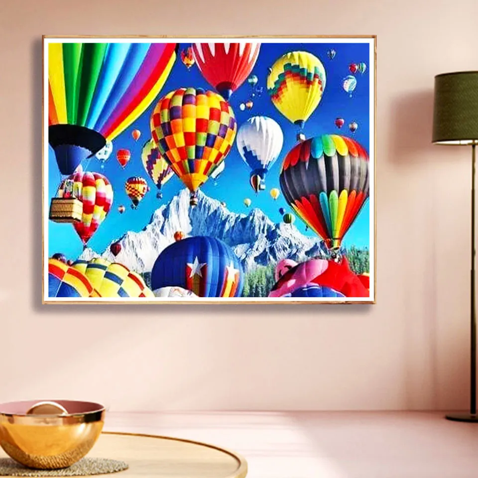 AB Fairy Dust 5D Diamond Painting Landscape Hot Air Balloon Mosaic Embroidery Cross Stitch Kit Rhinestone Picture DIY Home Decor