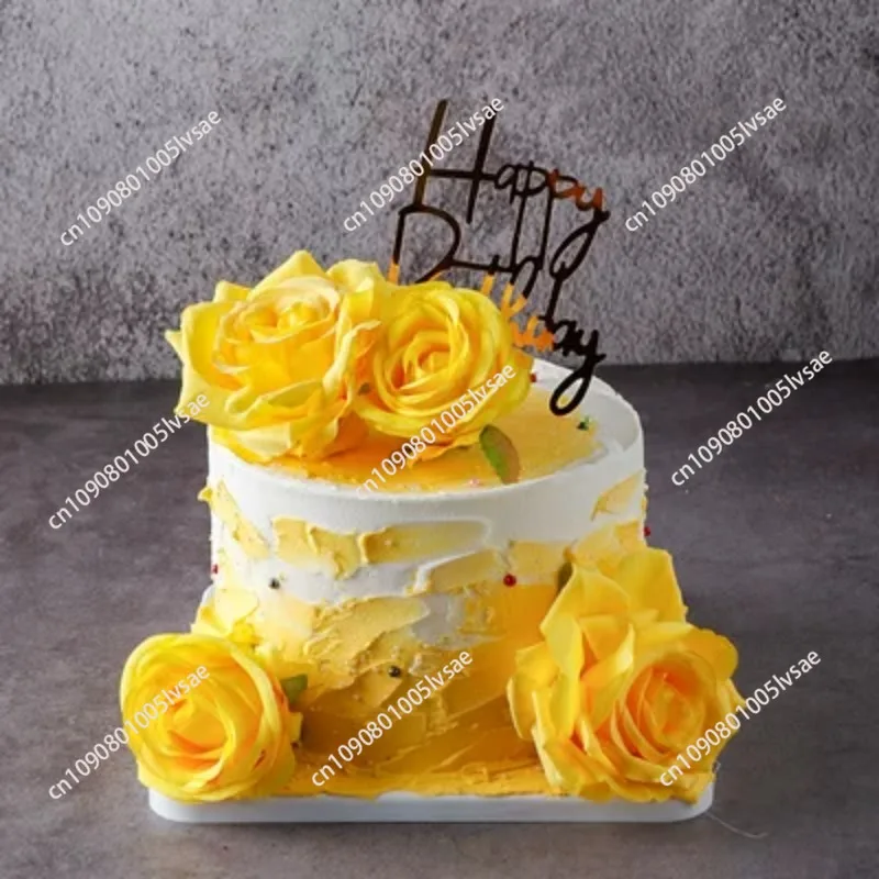 Silicone Cake Model Rose Flowers Simulation Cake 6/8 Inch Man Made Fake Shop Decoration Window Sample Show Model
