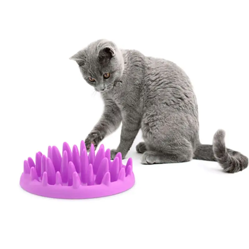 Pets Dog Cats Feeder Bowls Catch Interactive Hard Silicone Cat Kitten Slow Food Feed Non Slip Anti Gulping Feeder Bowl Supplies