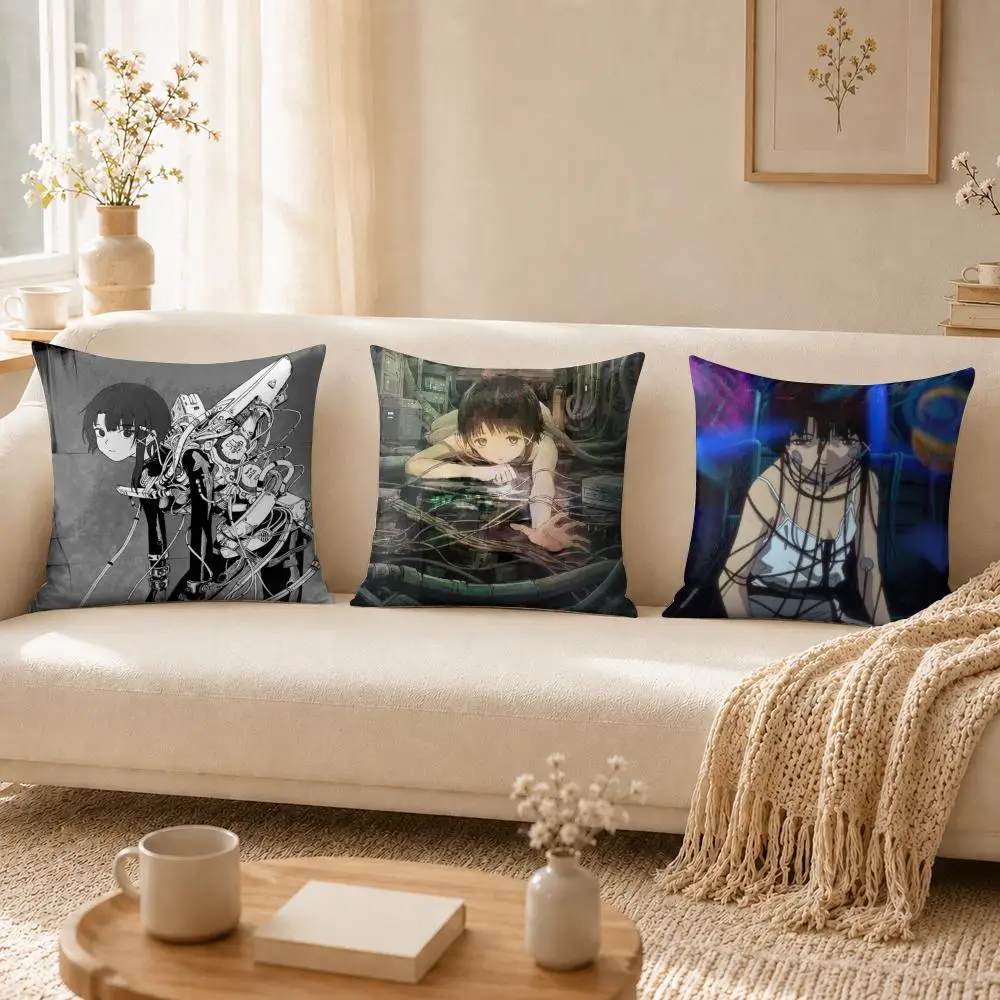 S-Serial Experiments L-Lain Cushion Cover Soft Short Plush Double-Sided Printing Home Decor Cozy Sofa Pillow Case Fine Gift