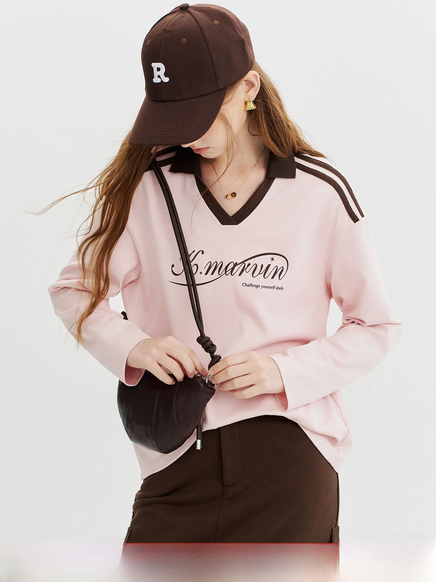 Soft Cotton Long Sleeve  T-Shirt Autumn Women's Retro Sport Style Color Block Double Bar Top Comfortable Breathable Knitt...