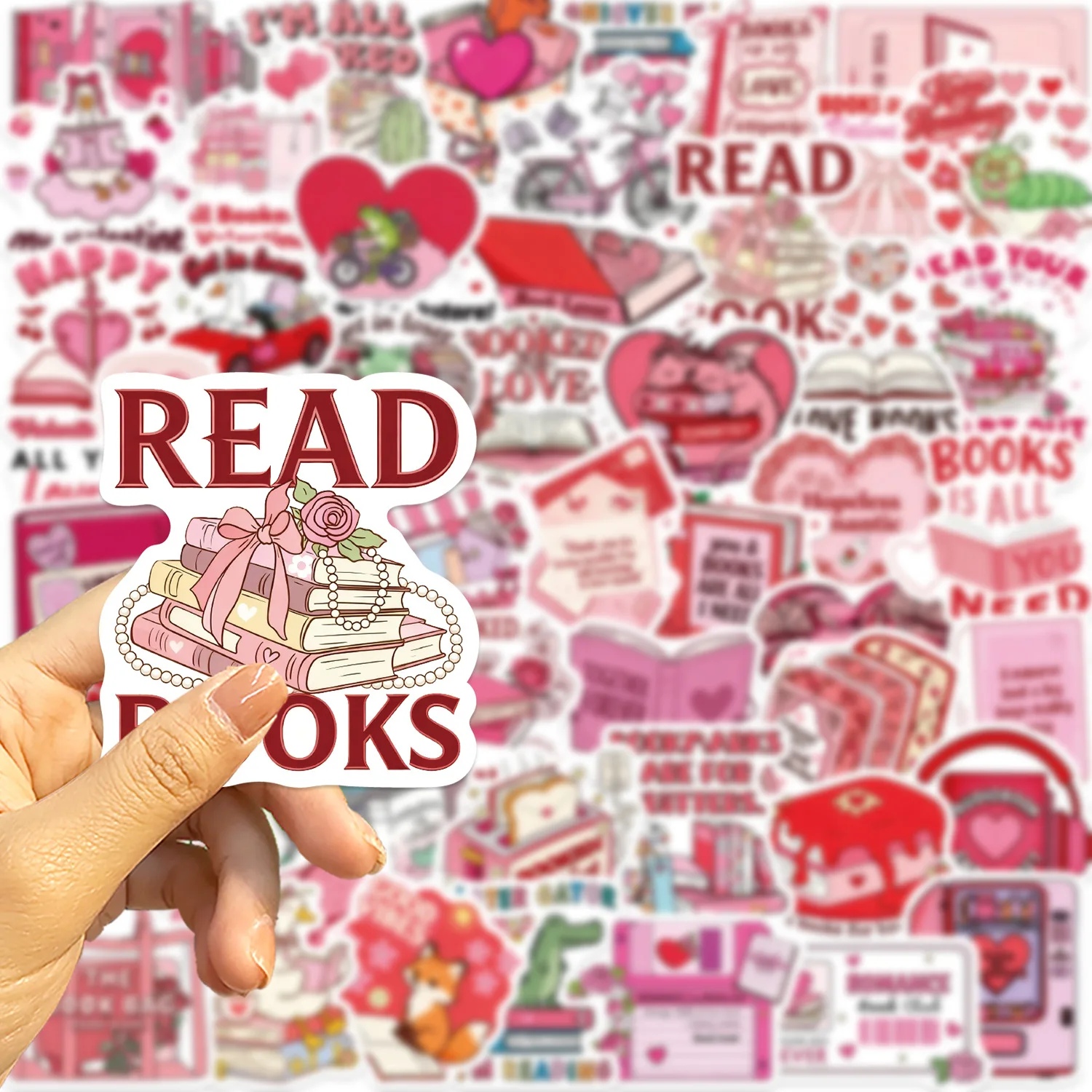 10/50 قطعة الوردي Bookish الكرتون ملصقات مضحك عيد الحب الكتابة على الجدران الديكور DIY بها بنفسك اللعب محمول الغيتار الدراجة سكيت الشارات