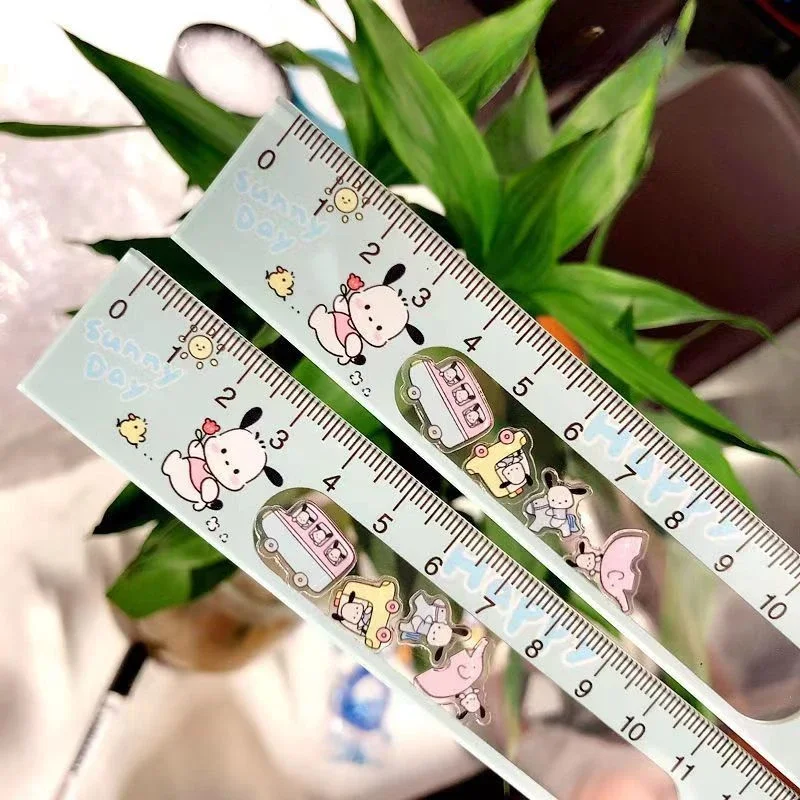 Hello Kitty Kuromi Pochacco Sanrio anime cartoon cute rocker ruler creative kawaii personalized school supplies gifts wholesale