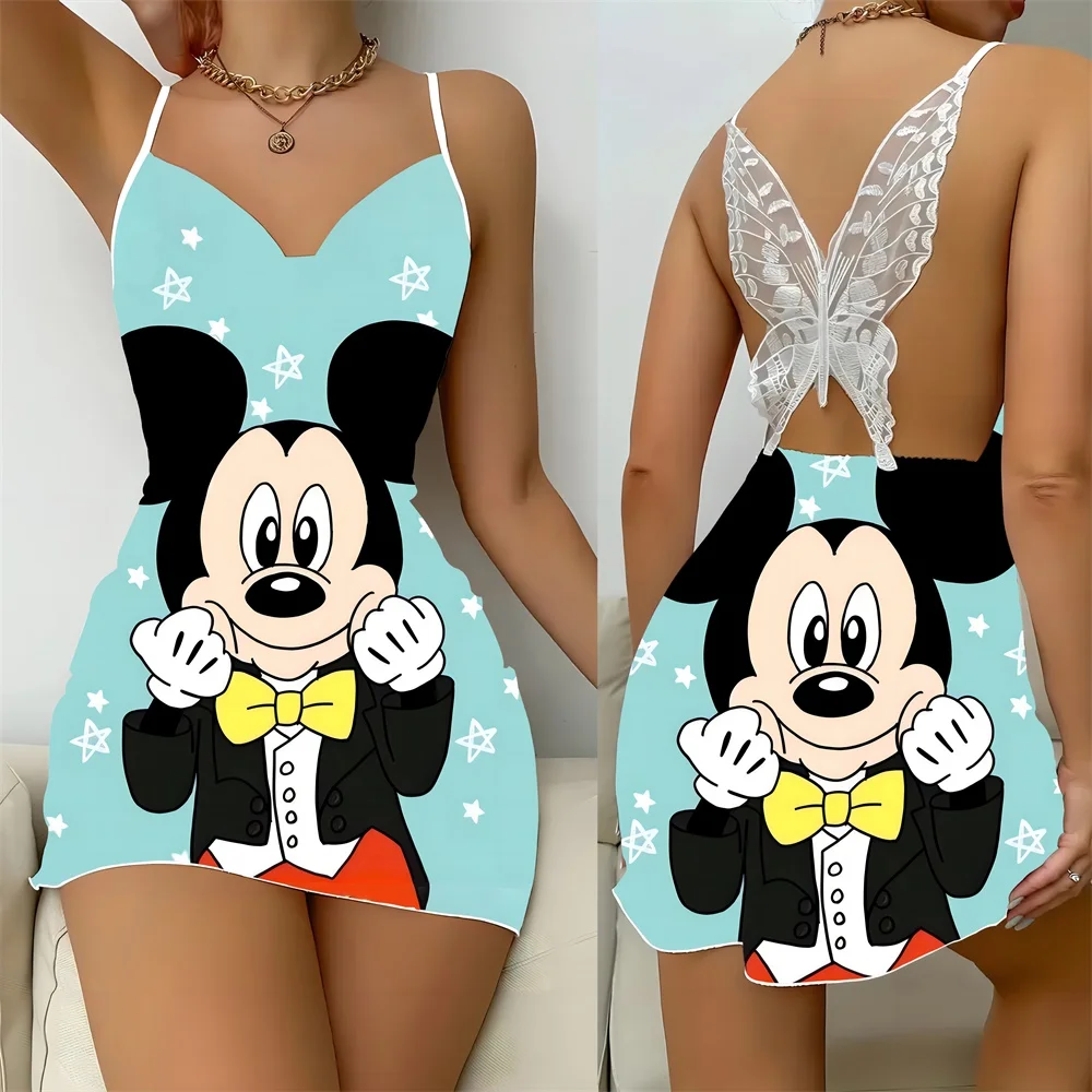 2024 Summer Sleevesless Sleepwear for Women Sexy Charming Female Suspender Sleeping Dress Cartoon Pattern Lace Women's Nightwear