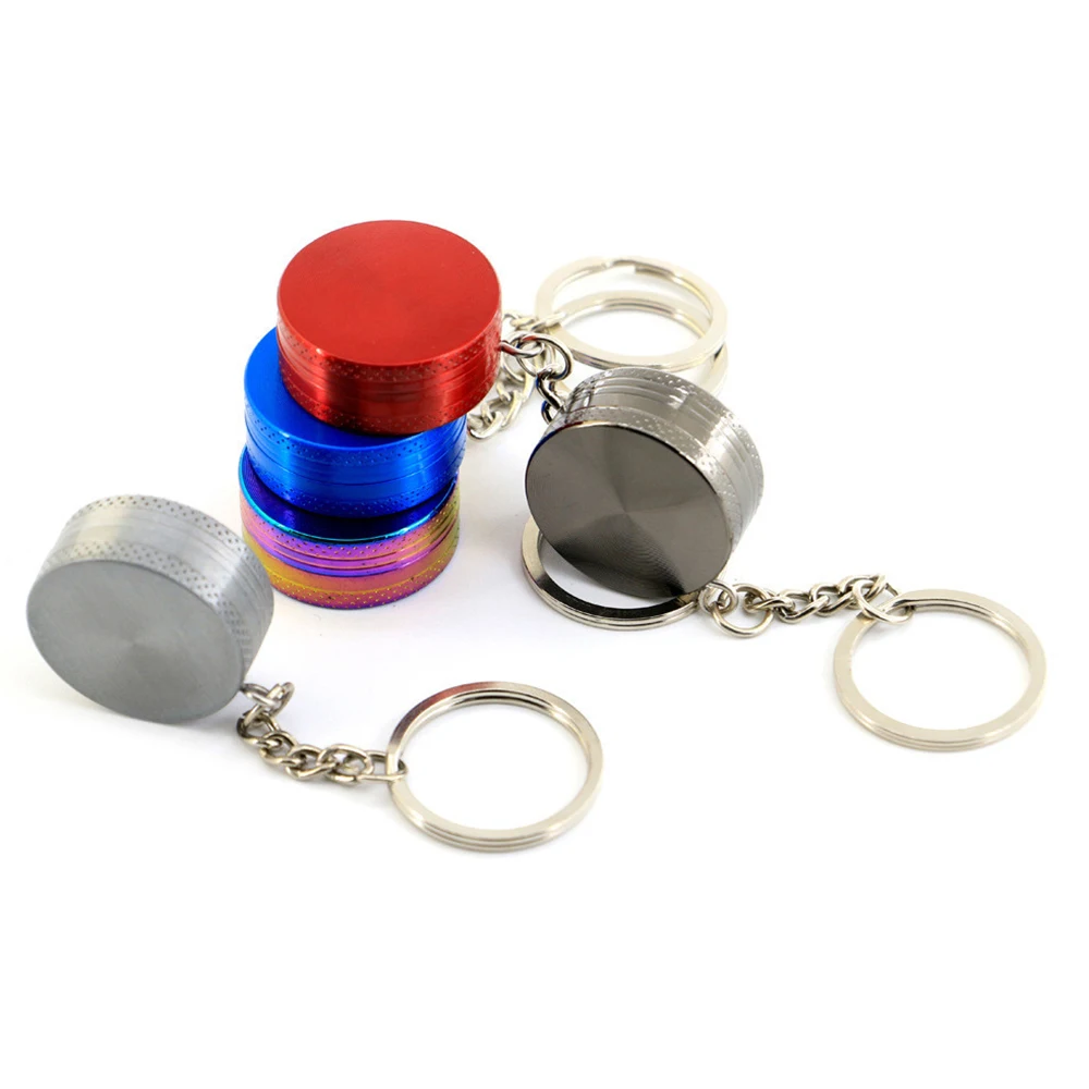 Metal Herb Grinder 30mm Manual 2 Layers Tobacco Crusher Portable Keychain Smoking Accessories