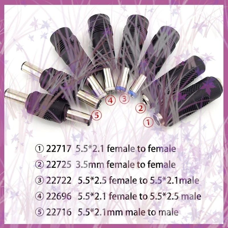 5.5X 2.1MM Female to 5.5X 2.1 2.5mm 3.5mm DC Power Jack Female Male Plug Adapter Connectors 5525 5521 3.5x1.35mm Tips Adaptor B2