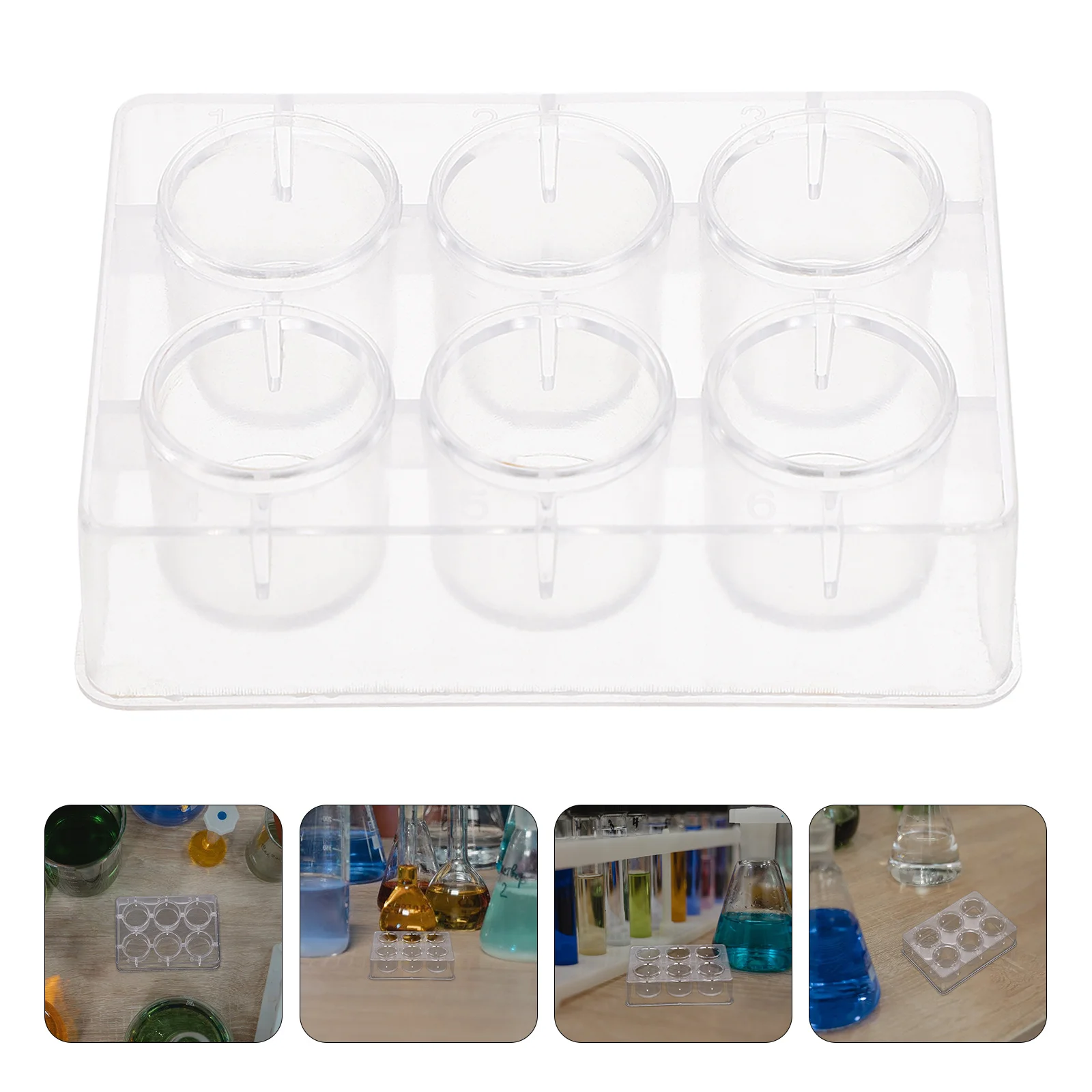 8Pcs Reaction Plates 6 Hole Chemical Experiment Instrument Multifunctional Well Plates Porous Design Easy Clean