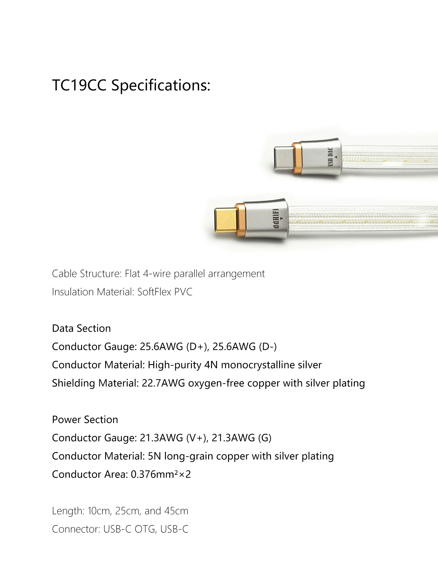 Vorbestellung DDHiFi TC19 Flaggschiff-Digitalsignalkabel aus reinem Silber mit nahtloser CNC-Metallabschirmung und ergonomischem gebogenem Stecker – Detail 6