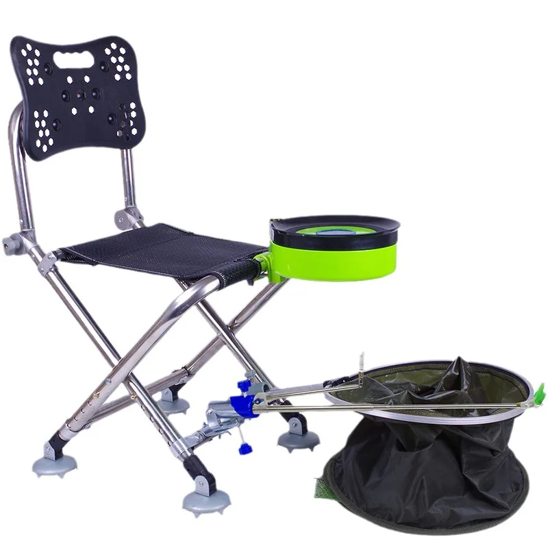 

Portable Fishing Chair Set Stainless Steel 180 Degree Adjustable Backrest Four-leg Recliner Folding Outdoor Camping Chair Stool