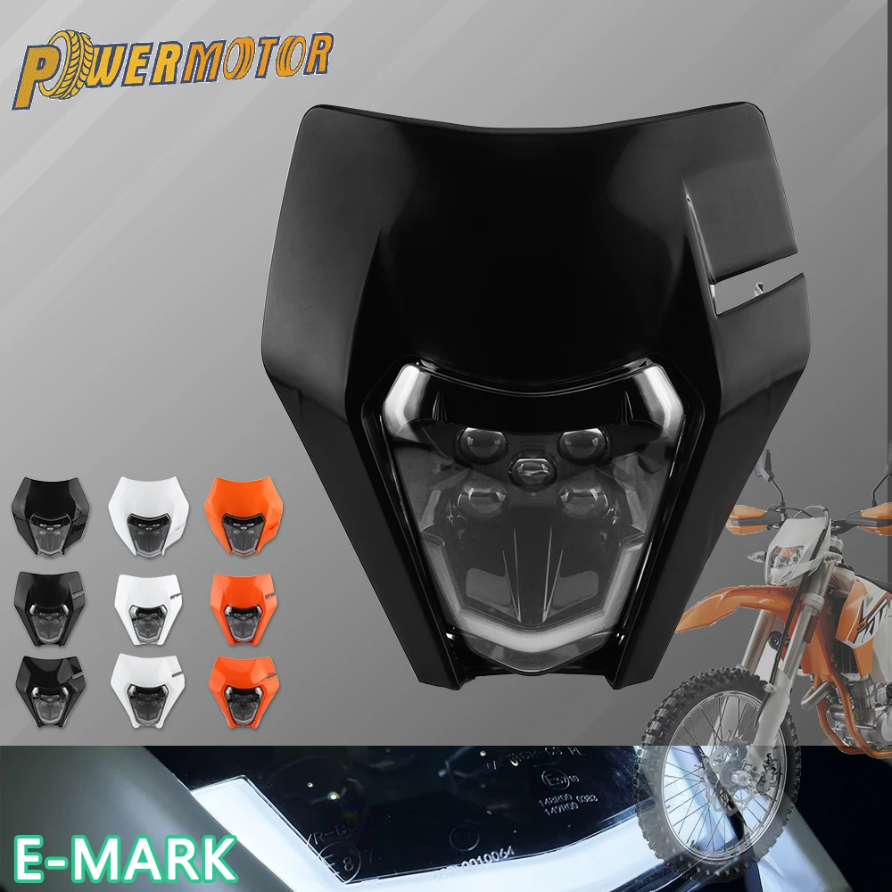 for KTM EXC Motorcycle LED Headlight Plate Accessories Headlamp Fairing Dirt Bike Enduro Motocross XCF XCW 150 250 300 350 450