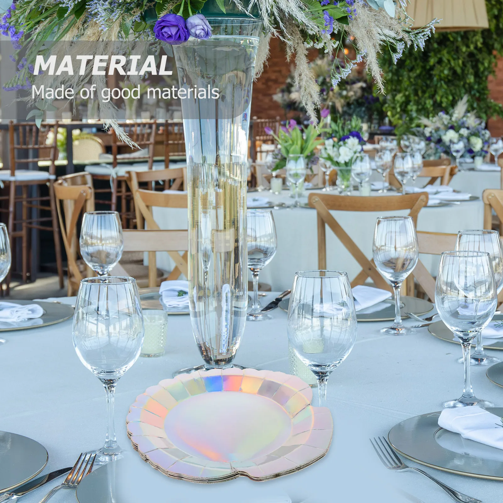 

24Pcs Mermaid Themed Seashell Pattern Paper Plates Strong Disposable Plates for Party Wedding Birthday Home Dining Decoration