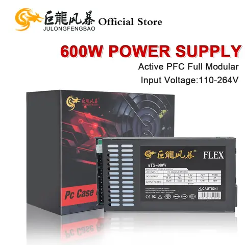 600W 모듈형 1U 플렉스 ATX PSU – PC 전원 공급 장치 K39 A4 S3 G5 ITX 미니 케이스용, 게임 데스크탑 호환 (110-264V ENP-7660B)