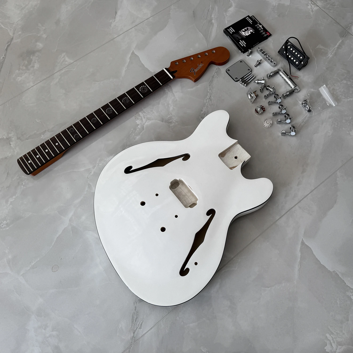 

DIY, высококачественная электрогитара Jazz Starcaster с полым корпусом, включая корпус гитары, головку гитары и компоненты.