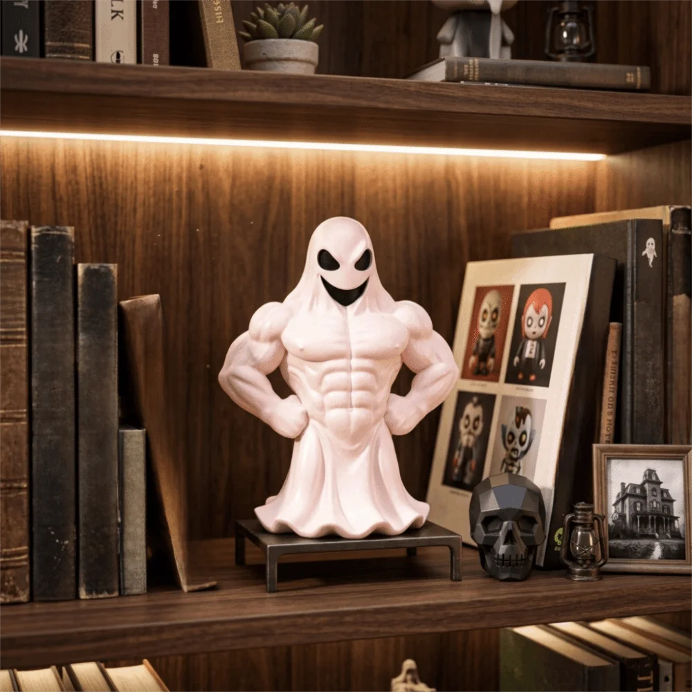 Solid Premium Resin Ghost Resin Statue Fine Polishing Fade Resistant Halloween Desktop Decor Classic Ghost Cloak Styling