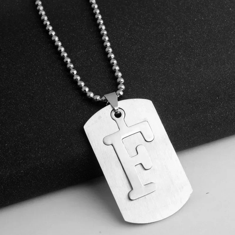 Stainless Steel Pendant Tag Initial A B C D E F G H I J K L M N O P Q R S T U V W X Y Z Letter Name Necklace for Men Male