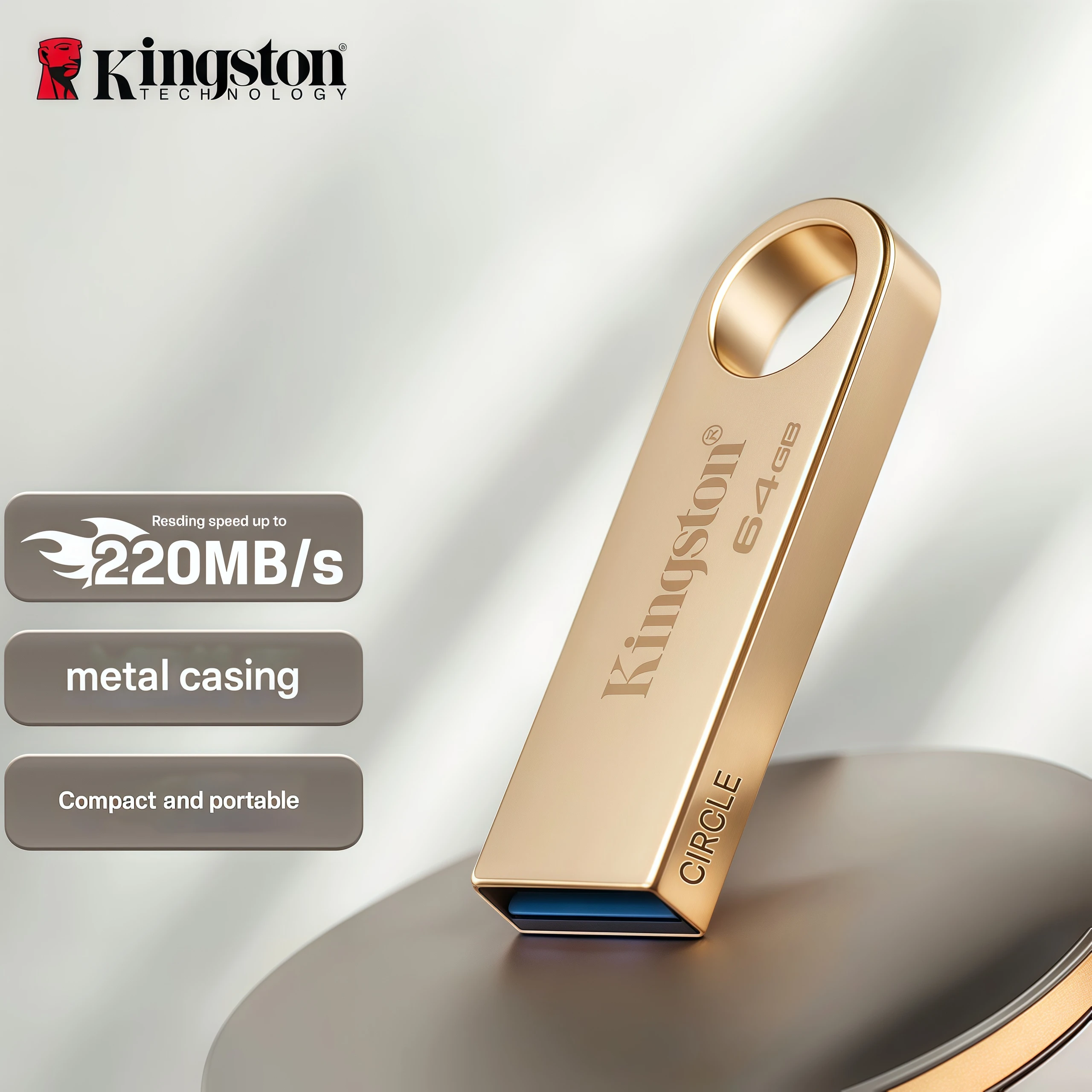 

Kingston DTSE9G3 Metal USB Flash Drive, High-Speed ​​Flash Drive, Suitable for Mobile Phones, Cars, and Dash Cams [220MB/s]