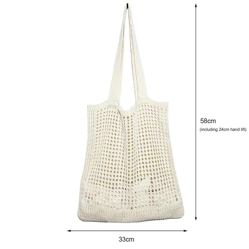 Women Hollow Knitted Shoulder Bag Simple Crochet Tote Designer Shopper Handbags