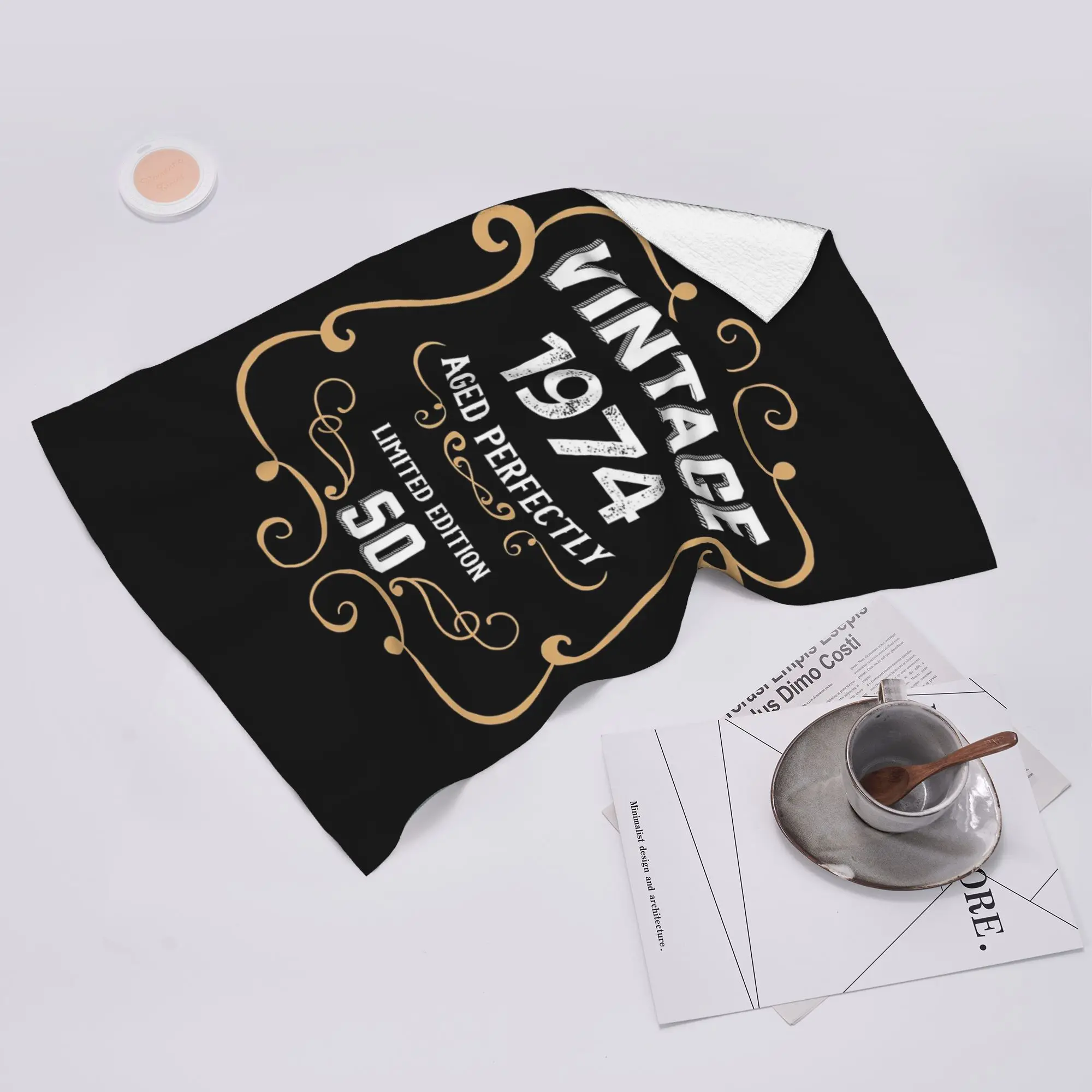 Custom 50th Birthday Vintage 1974 Aged Perfectly Gift Soft Face Towel Quick Dry Pool Bath Cotton Towels Breathable
