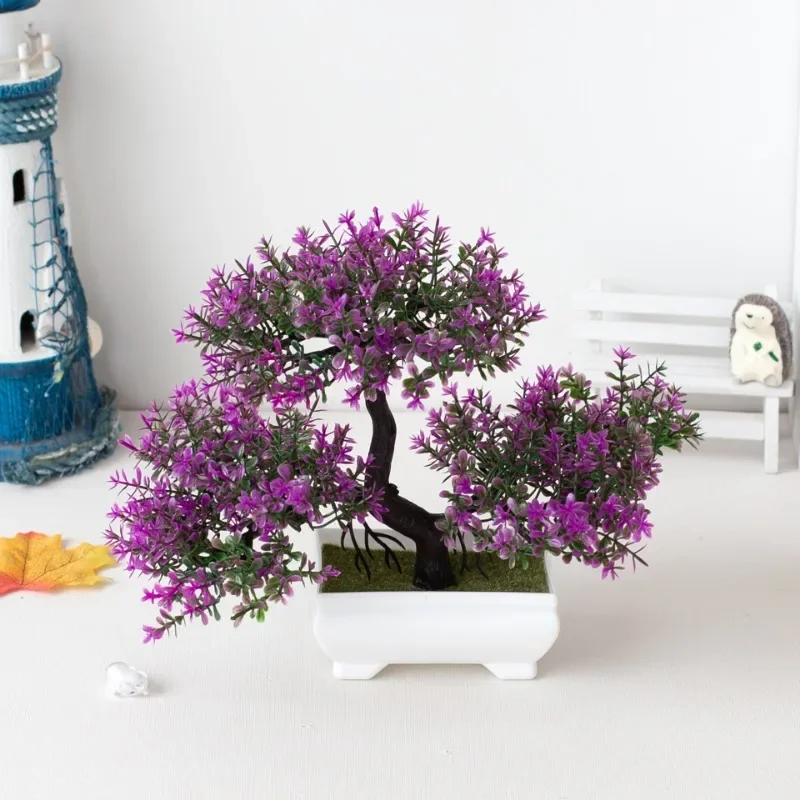 Artificial Plant Bonsai Plastic Small Tree Pot Fake Plant Flower Potted Ornaments for Home Room Table Garden Hotel Decoration