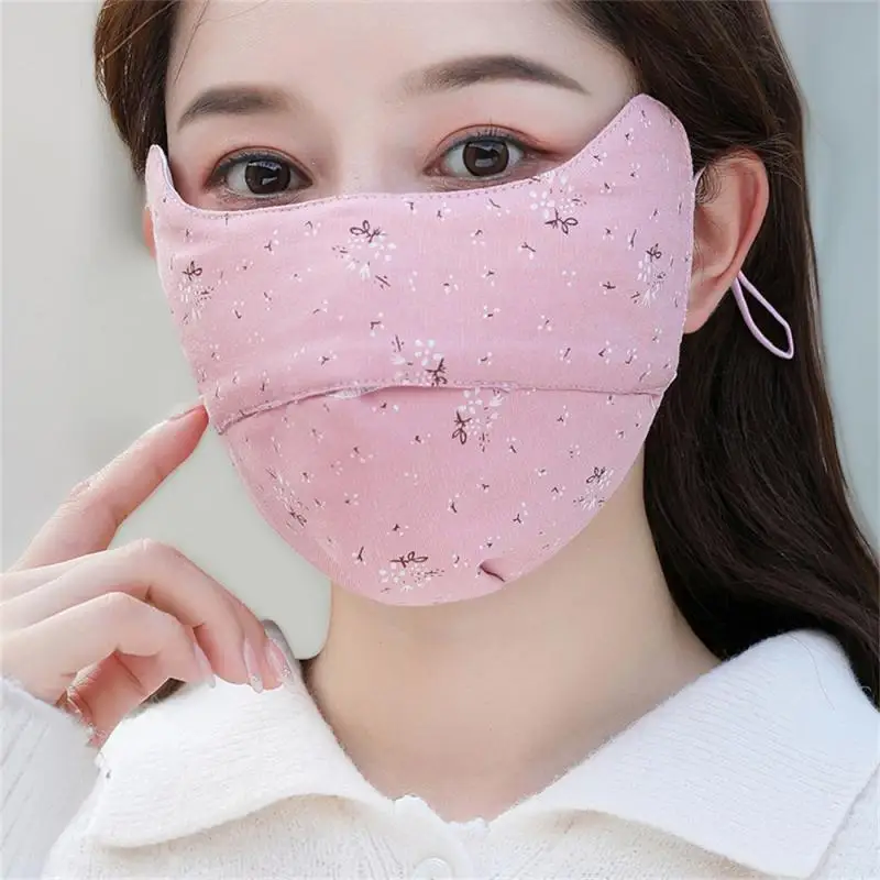 Sunscreen And Windproof Eye Corner Mask Women'S 3ply Thickened Autumn And Winter Dew Nose Breathable Washable Cotton Cloth