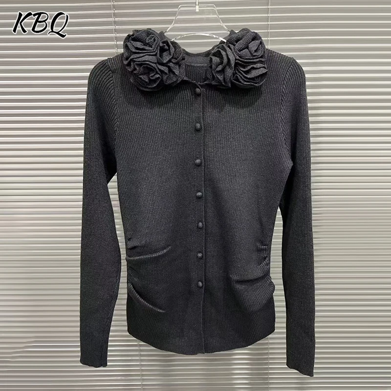 

KBQ однотонные футболки для похудения с аппликацией для женщин, круглый вырез, длинный рукав, пуговицы, минималистичные топы, женская мода, новинка