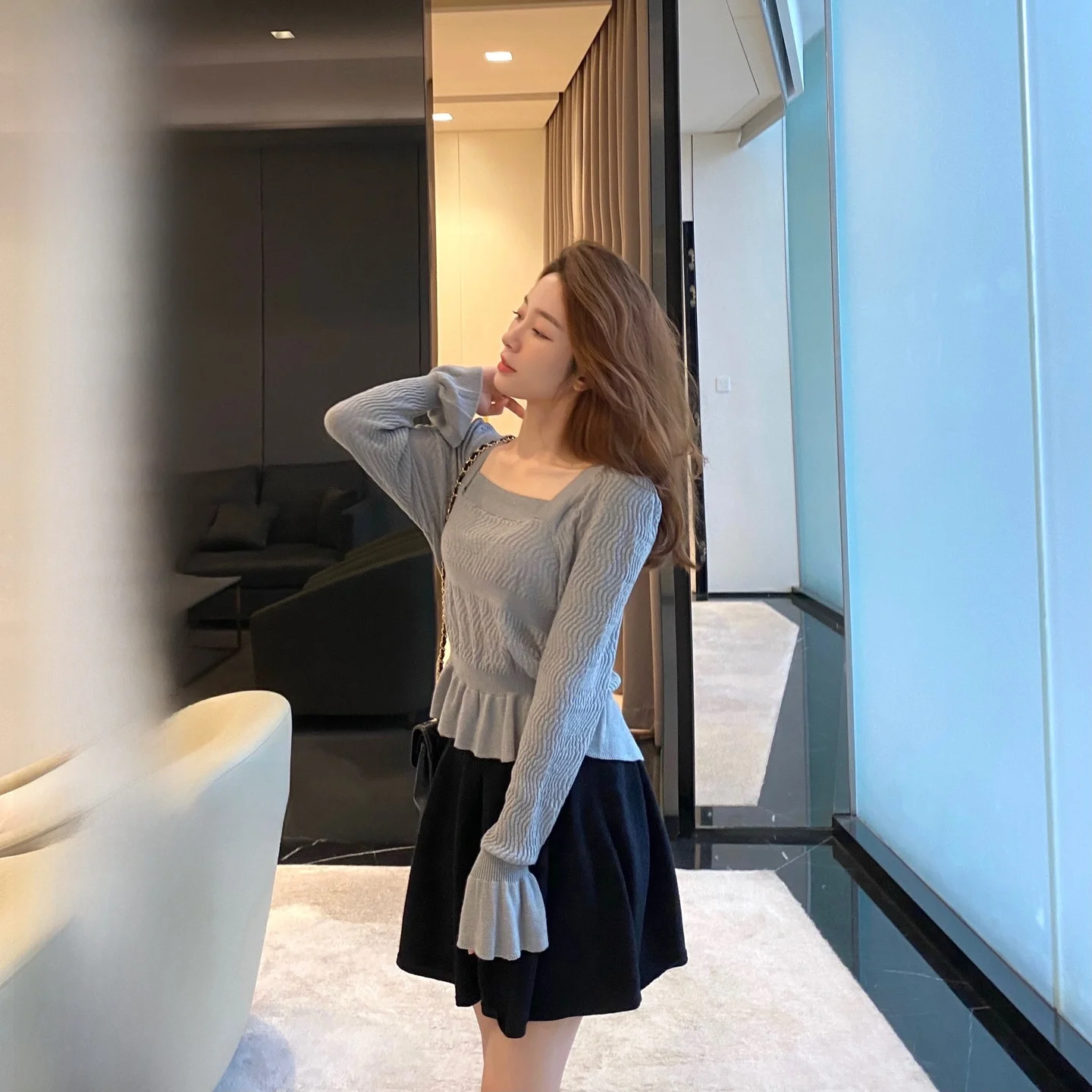 

Юбка-миди CCZEE Fairy's Skirt с высокой талией, удлиняющая ноги, А-силуэт, плиссированная, повседневная, вязаная, для женщин, модная, для города и офиса