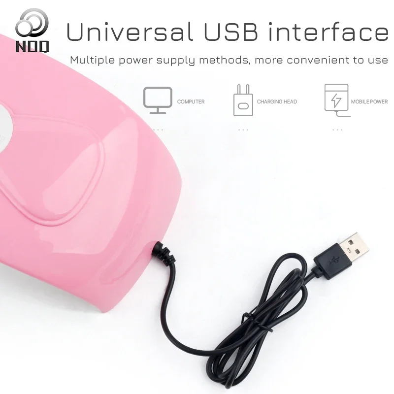 Nail 18Led UV LED Nails Lamp, Portable Gel Light Mouse Shape Pocket Size Dryer With USB Cable Gels Polish Pink bow Tie