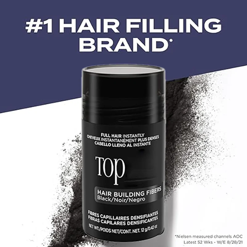 TOPPIK -9 Colors,12g，Hair Building Fibers，Keratin Hair Fibers give theappearance of thick, full hair，Conceals hair loss