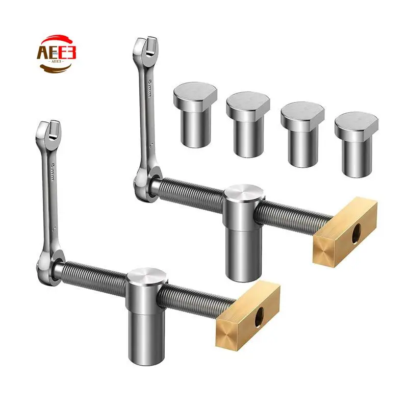 

AEE3-2Pack Bench Dog Clamp With 4 Pack Bench Dog Stainless Steel Brass Woodworking Tools 19Mm