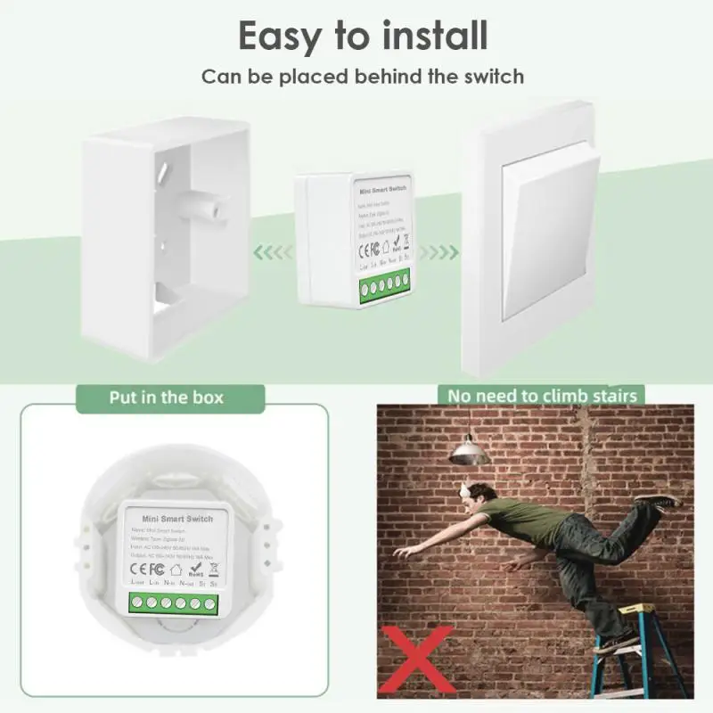 3.0 Slimme Wifi Switch 16a Mini Smart Switch 2 Way Control Relais Tuya Smart Life Control Smart Home Voor Alexa Alice