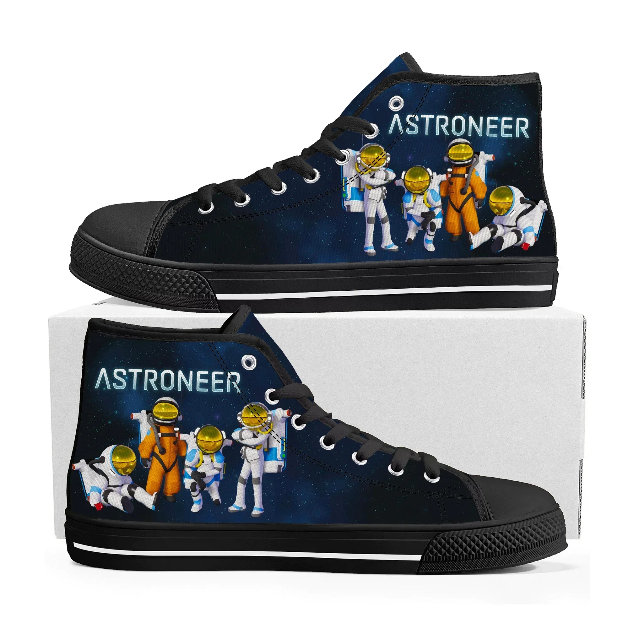 

Кроссовки Astroneer High Top с мультяшным принтом, модные, высококачественные, из канваса, для мужчин, женщин и подростков, индивидуальный дизайн, парные кроссовки