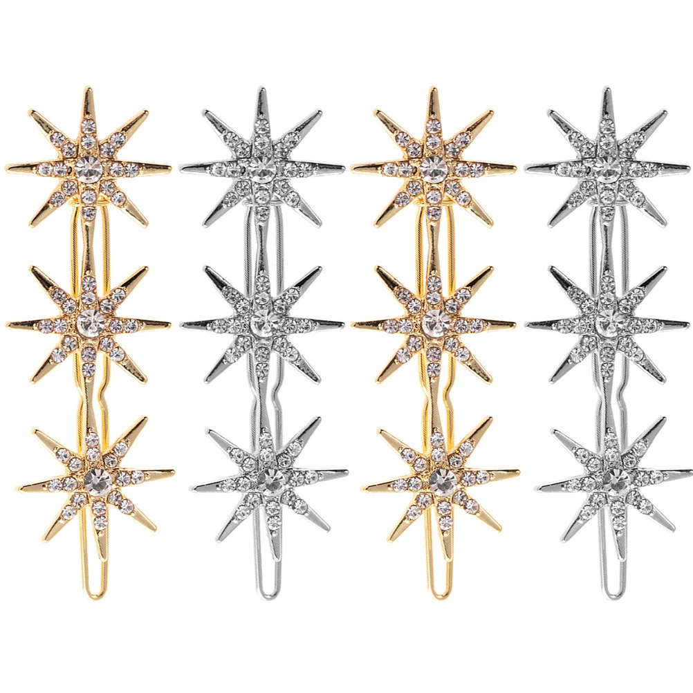

4 Pcs Star Hair Clips Women Fashion Small Barrettes Alloy Decorative Pins Hair Accessories Styling Sectioning Tools