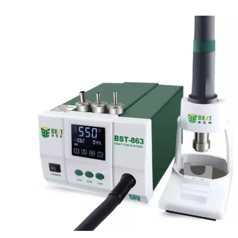 أفضل محطة لحام BST-863 بقدرة 1200 وات، شاشة LCD ذكية تعمل باللمس، محطة إعادة العمل SMD للهواء مع 3 قنوات ذاكرة #6