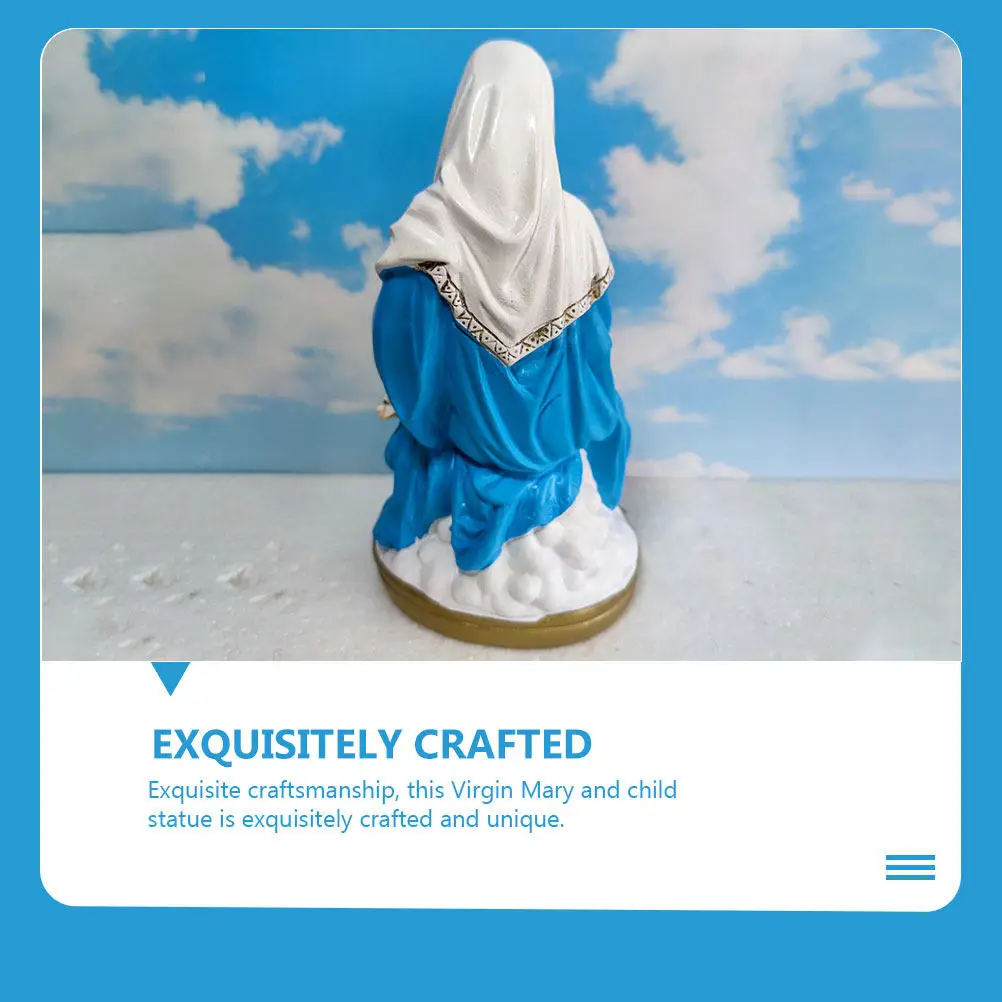 

Скульптура Девы Марии с Младенцем из смолы, тонкая работа, религиозный декор, настольное украшение, декор для отелей и баров