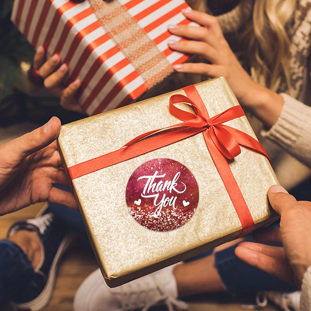 

BUTIFULSIC Self Adhesive Label Stickers for Envelope Sealing Candy Baking Round Thank You Business Seal Red White Letters