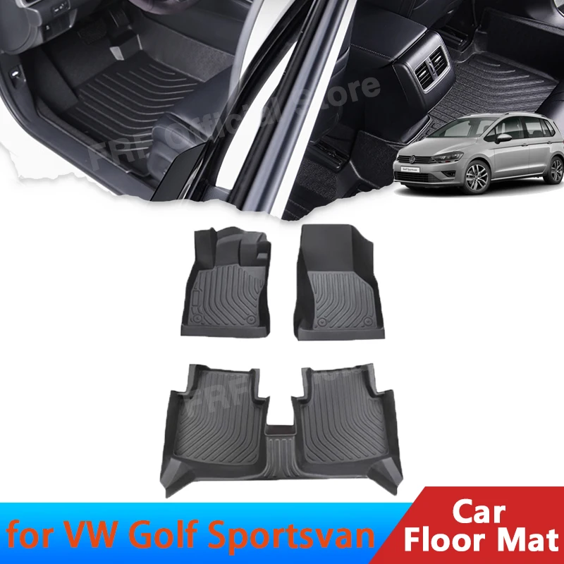 for Volkswagen VW Golf Sportsvan MK7 2015~2020 2019 2016 Accessories Car Floor Mat Foot Panel Line Carpet Pad Waterproof Parts