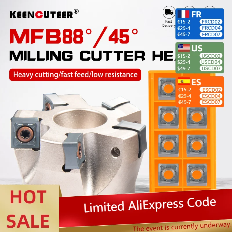 

MFB288/45R 50mm-100mm Milling Cutter Large Depth Of Cut, 45 Degrees Heavy Cutting Disc Heavy Cutting SNMU Milling Cutter