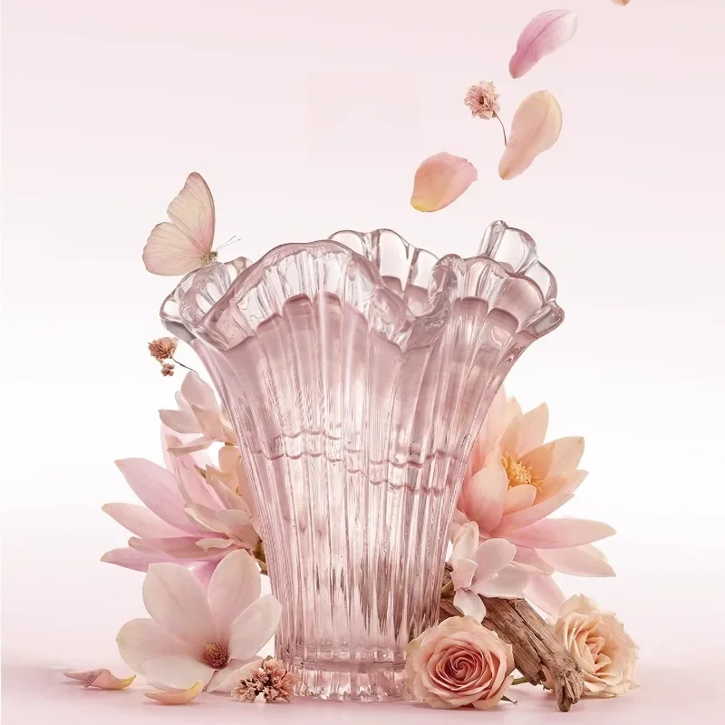 

French retro pink glazed bottle, light luxury high-end hydroponic flower arrangement bottle