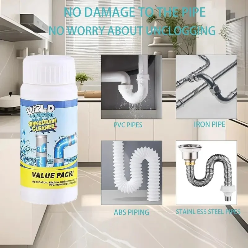 110g Powerful Kitchen Pipe Dredging Agent Toilet Sink Drain Cleaner Deodorant Sewer Fast Foaming Kitchen Pipes Cleaning Tools view 2