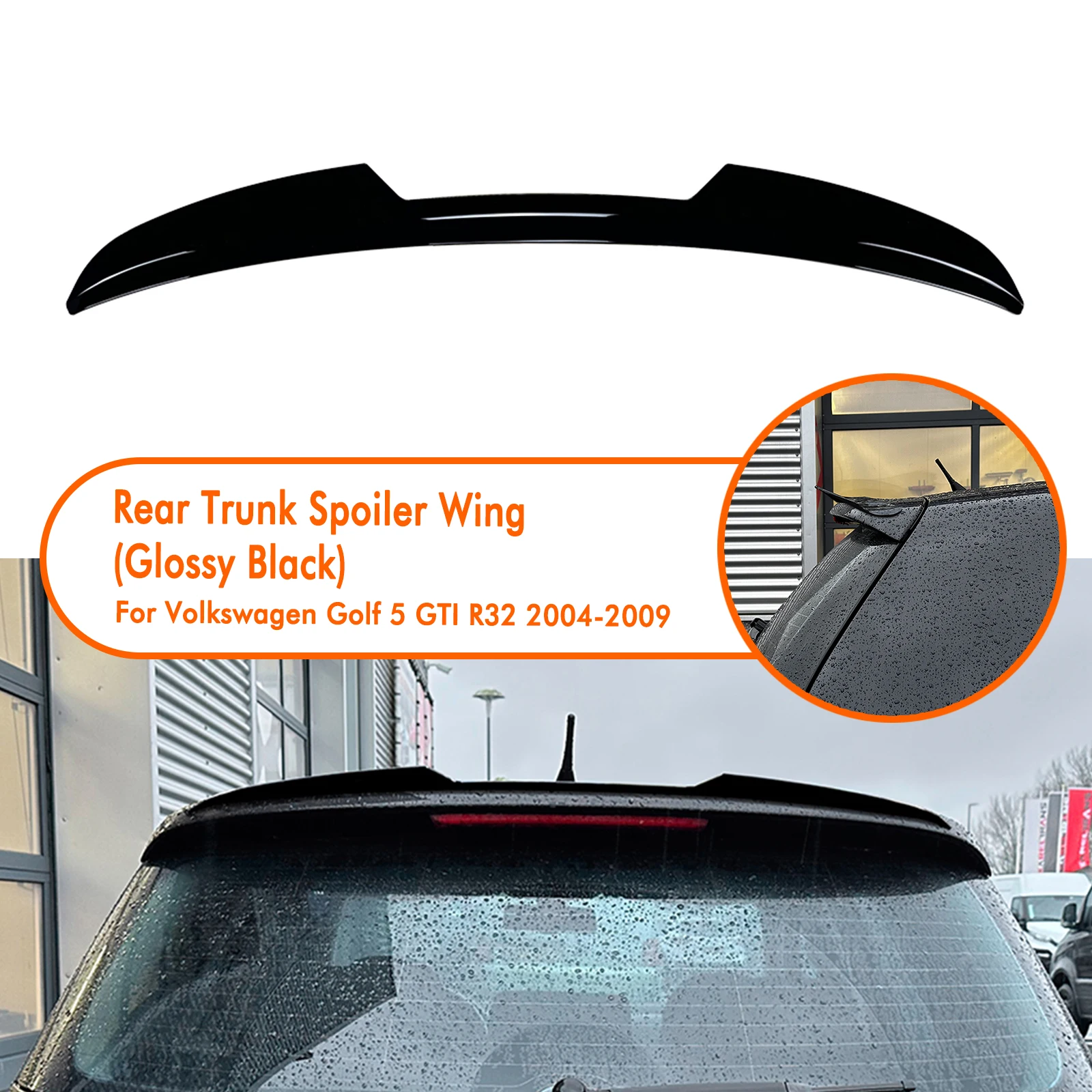 

Rear Trunk Lid Roof Spoiler Wing Carbon Fiber Look/Gloss Black Upper Splitter Lip For Volkswagen VW Golf 5 R32 MK5 GTI 2004-2009