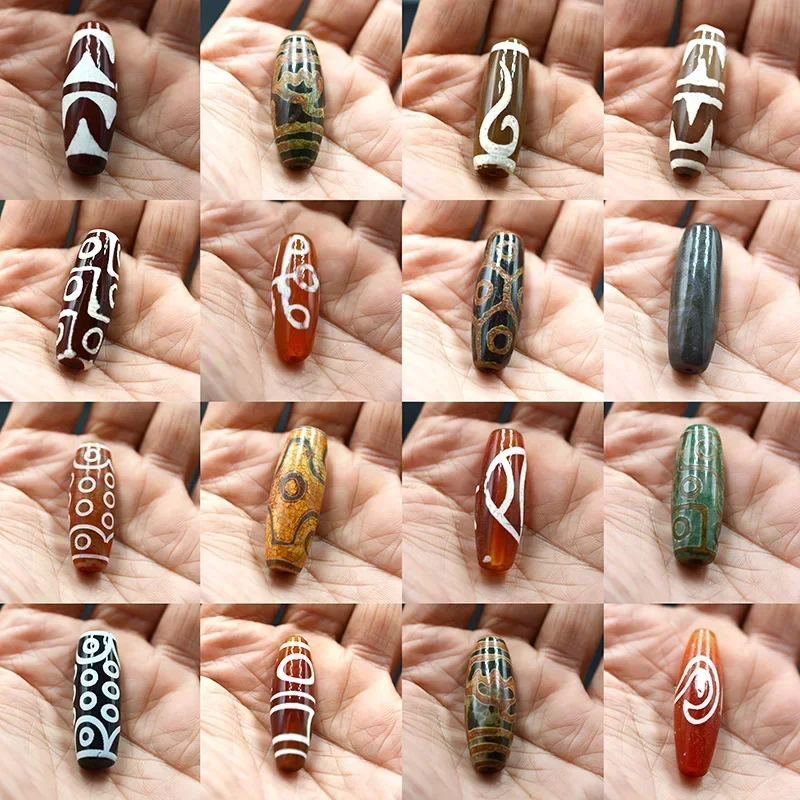 25-30mm Tibetan green Agata Dzi Beads Jewelry Oval natural agates stone spacer loose beads Religion jewelry Making bracelet diy