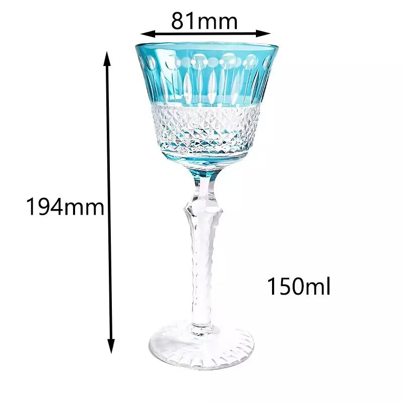 Handcarved crystal glass high legged champagne glass, high-end creative retro European style red wine glass