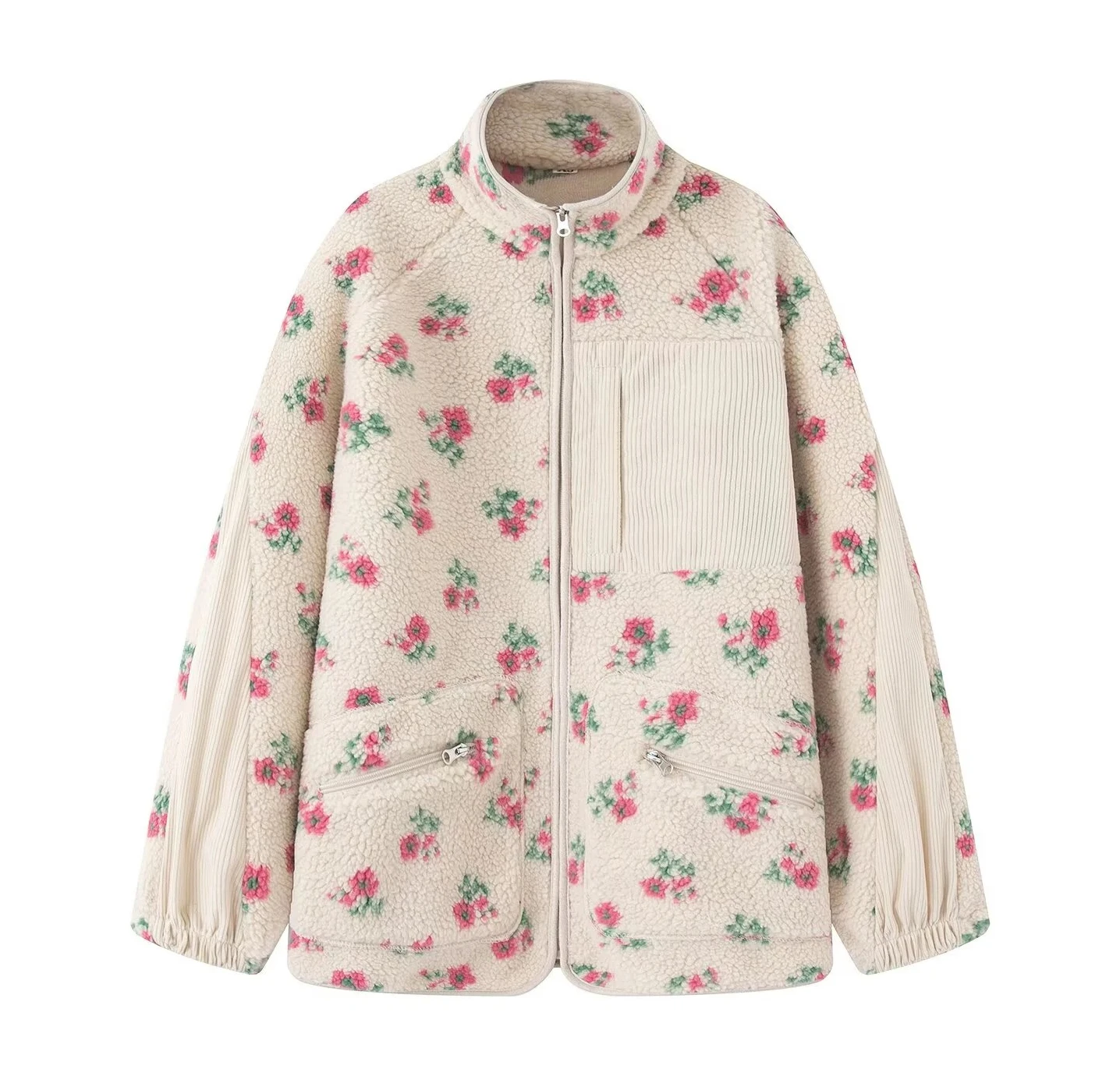 가을 신상 여성 의류 유럽 및 미국 스타일 패셔너블한 분위기 캐주얼 데일리 양털 플로럴 후드티