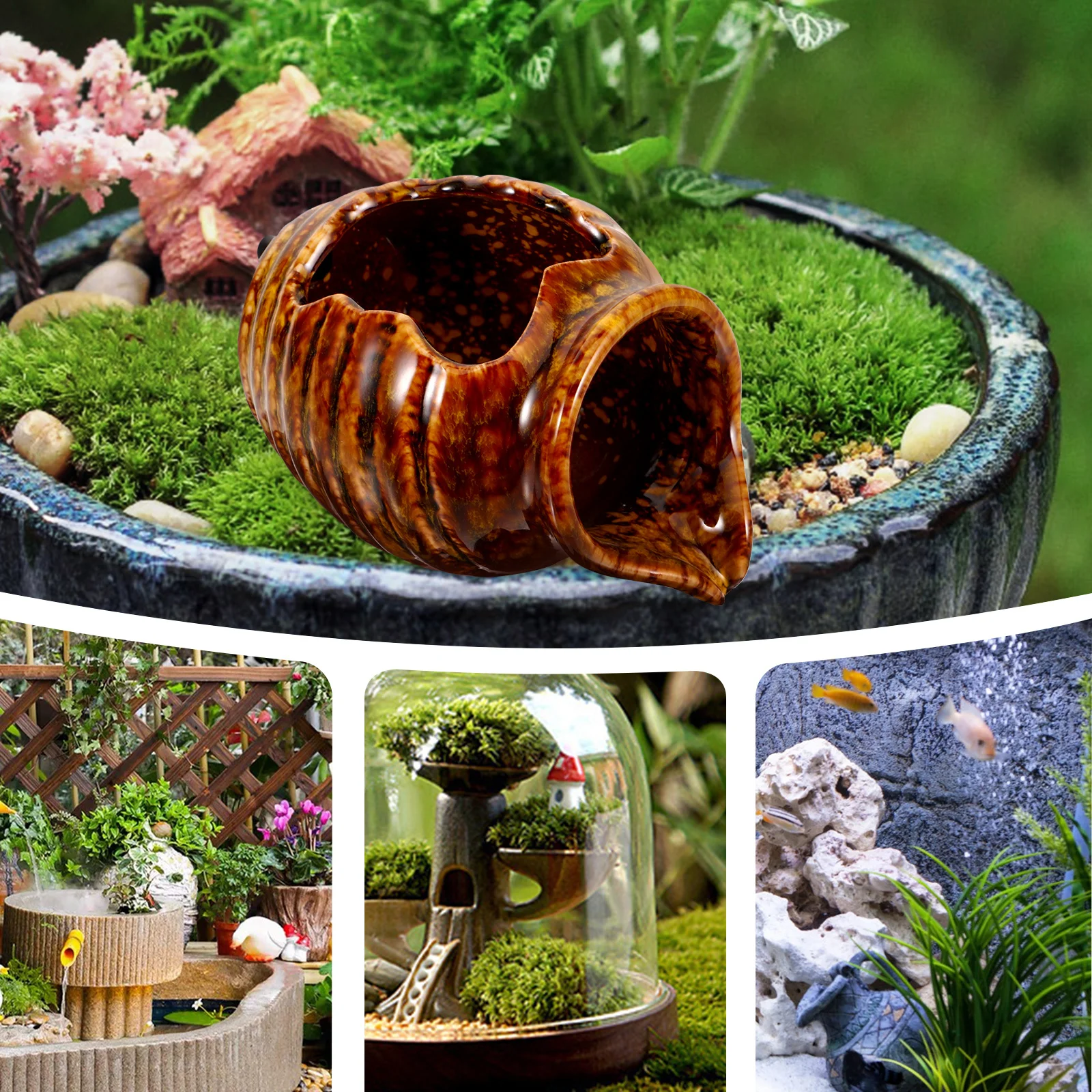

Mini Ceramic Jar Water Fountain for Fish Pond Decorative Indoor Outdoor Garden Landscape Waterfall Feature Circulating Flow