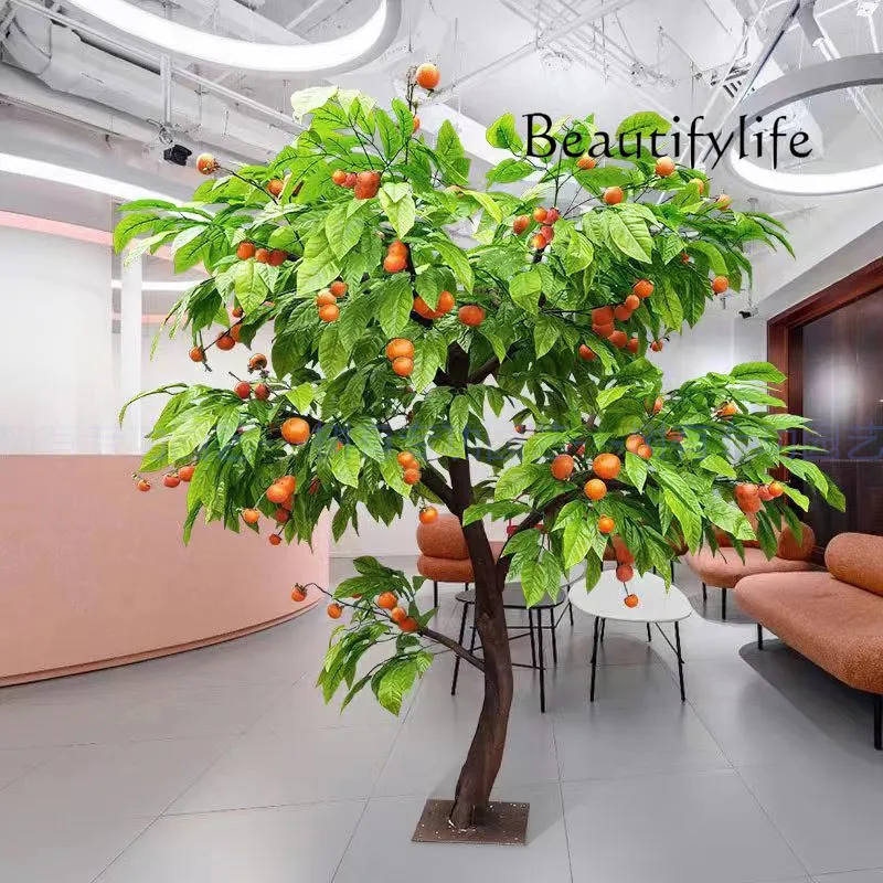 Simulation durian grapefruit persimmon fruit tree decorative bonsai solid wood large fake tree customization