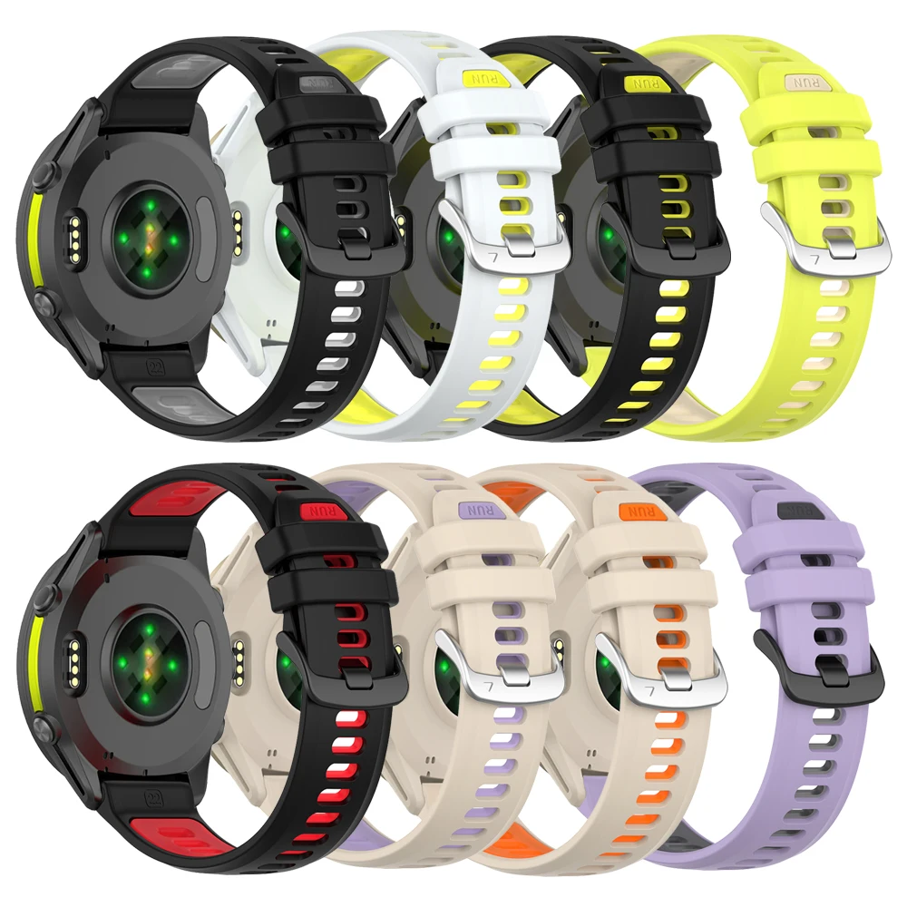 Garmin Forerunner 945 935 745 용 22mm 바이 컬러 스트랩 실리콘 스마트 스포츠 밴드 Forerunner 970 965 955 손목 밴드 액세서리